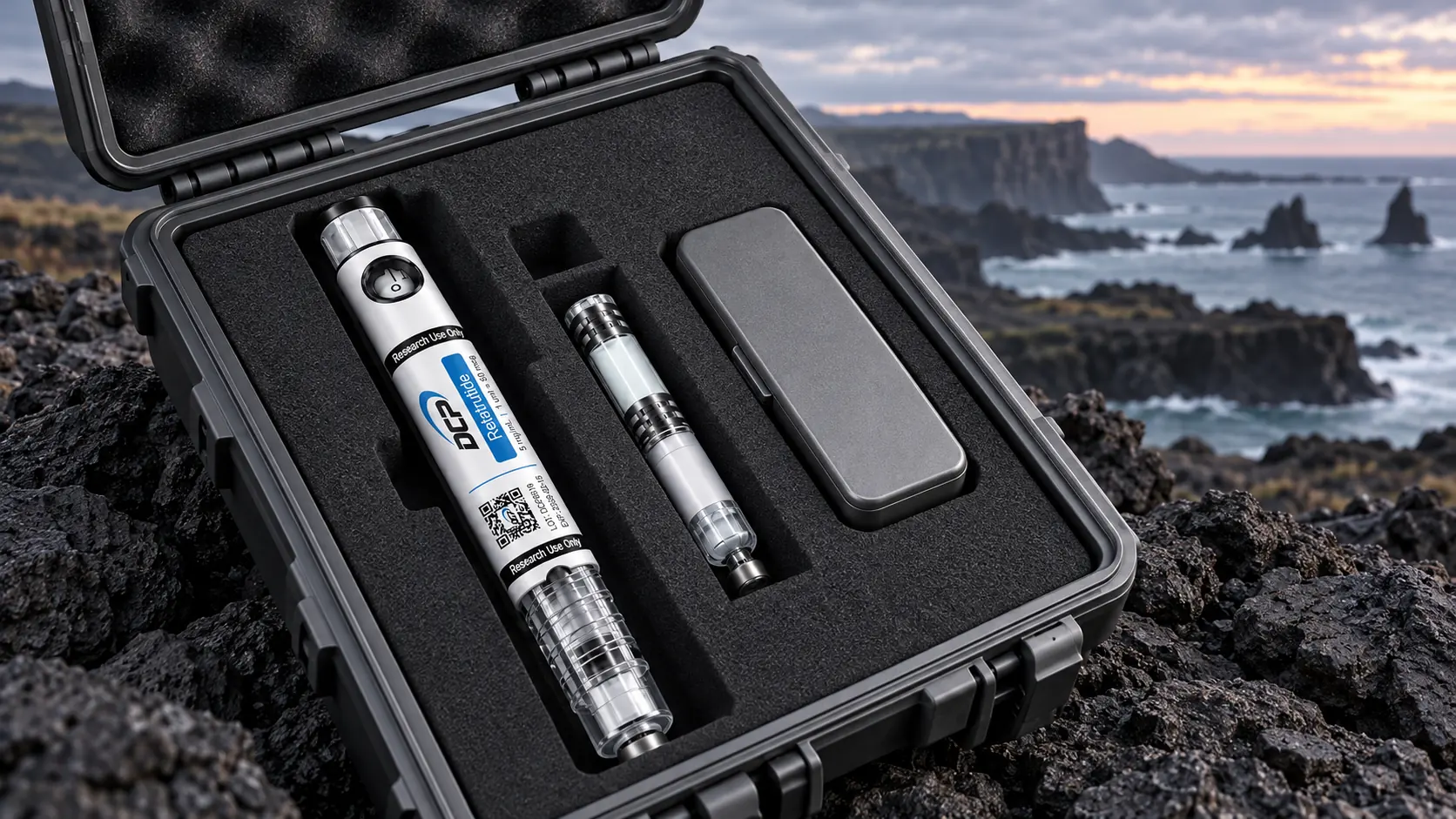 Dual Chamber Peptides — Fictieve redactionele opstelling; geen advies voor buitenopslag of gevalideerd verzendsysteem.
